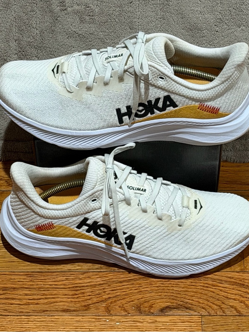 Hoka One One Solimar Womens Size 9.5 White Black Athletic Running Shoes Sneakers